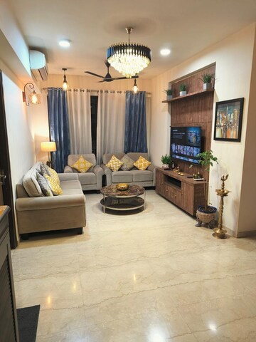 Living Room in 1 BHK Apartment at Raunak Heights, Ghodbunder Road – for Rent