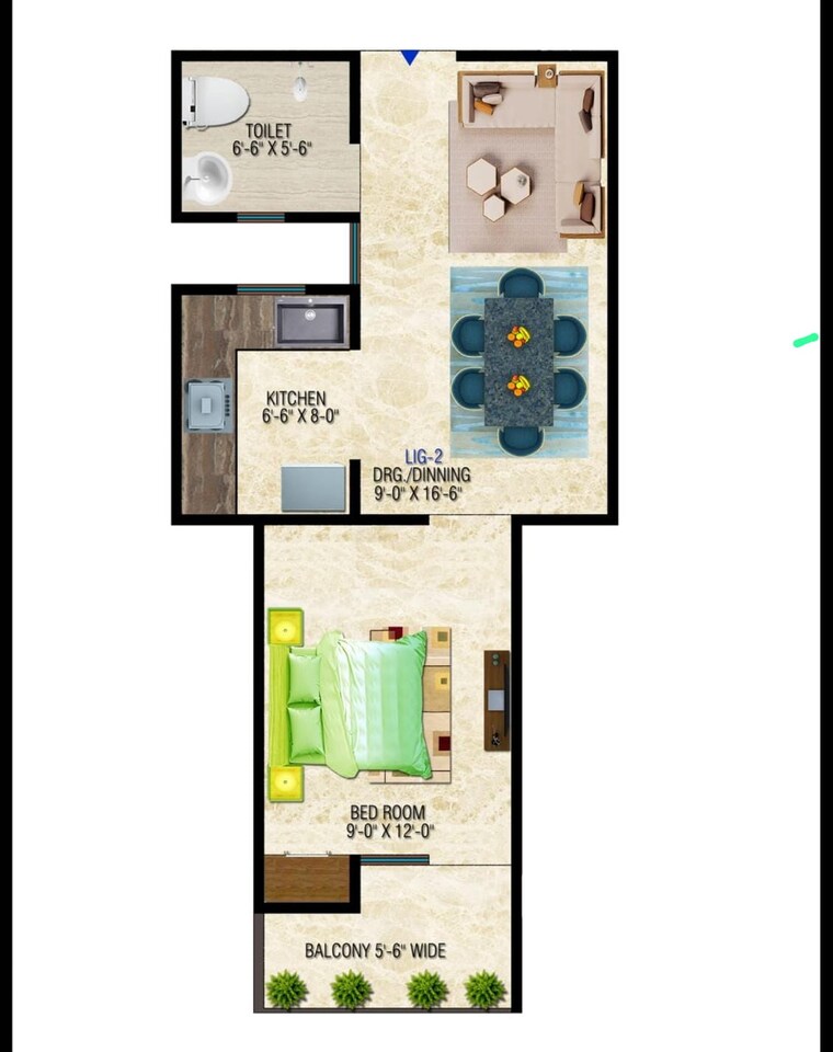 Floor Plan, shree-homes-noida 1 Bedroom 650 Sq.Ft. Apartment In Sector 73 Noida 8542727