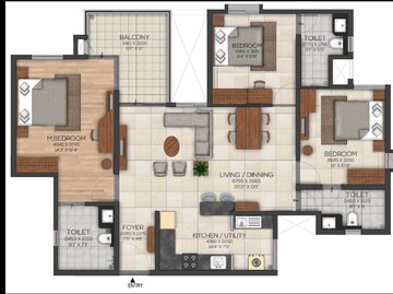 3 BHK Apartment For Rent in Brigade Cornerstone Utopia, Varthur