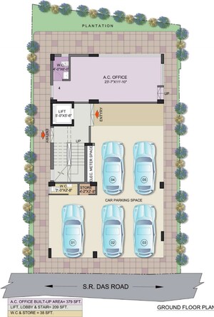 Floor Plan in 4 BHK Builder Floor at Lake Market – for Sale
