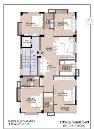 Floor Plan in 4 BHK Builder Floor at Lake Market – for Sale