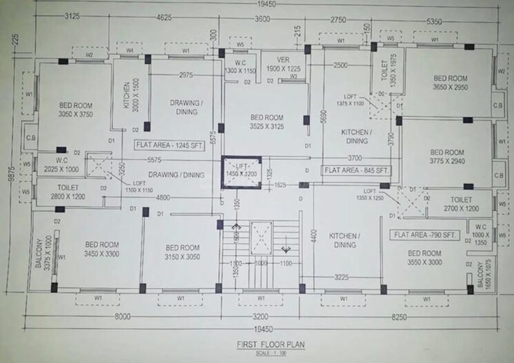 Floor Plan, kolkatta gpo 3 Bedroom 1250 Sq.Ft. Builder Floor In Kolkatta Gpo Kolkata 8545823