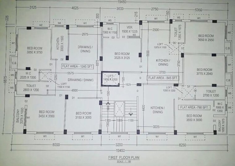 Floor Plan, kolkatta gpo 3 Bedroom 1250 Sq.Ft. Builder Floor In Kolkatta Gpo Kolkata 8545823