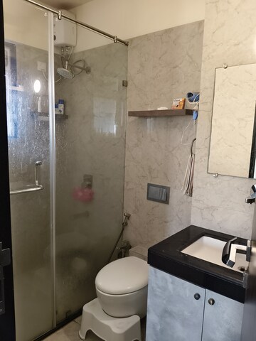 Bathroom in 1 BHK Apartment at Raunak Heights, Ghodbunder Road – for Rent