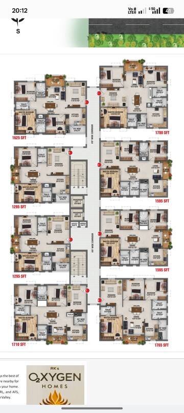 Floor Plan in 3 BHK Apartment at RK Oxygen Valley, Mallampet – for Sale
