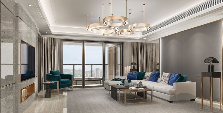 Living Room, lodha-estilo 4 Bedroom 2200 Sq.Ft. Apartment In Kharadi Pune 8550010
