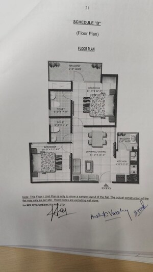 Floor Plan in 2 BHK Apartment at Eureka Diya Green City, Raj Nagar Extension – for Sale