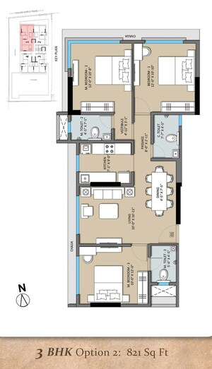 Floor Plan in 3 BHK Apartment at Malad West – for Sale