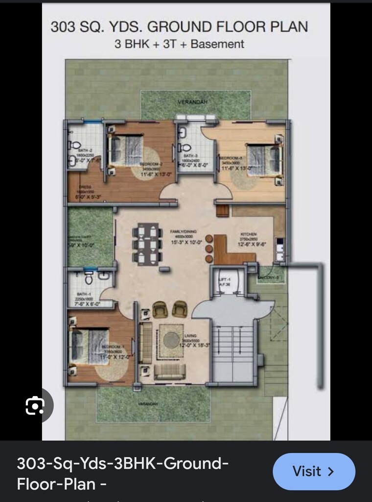 Floor Plan, bptp-amstoria 3.5 Bedroom 303 Sq.Yd. Builder Floor In Sector 102 Gurgaon 8553781