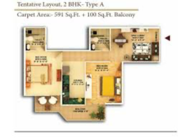 Floor Plan in 2 BHK Apartment at Pyramid Urban Homes 3, Sector 67a – for Sale