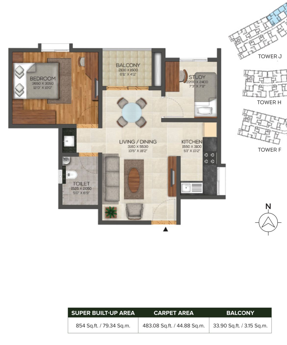 3 BHK Apartment For Sale in Meridian Park At The Prestige City