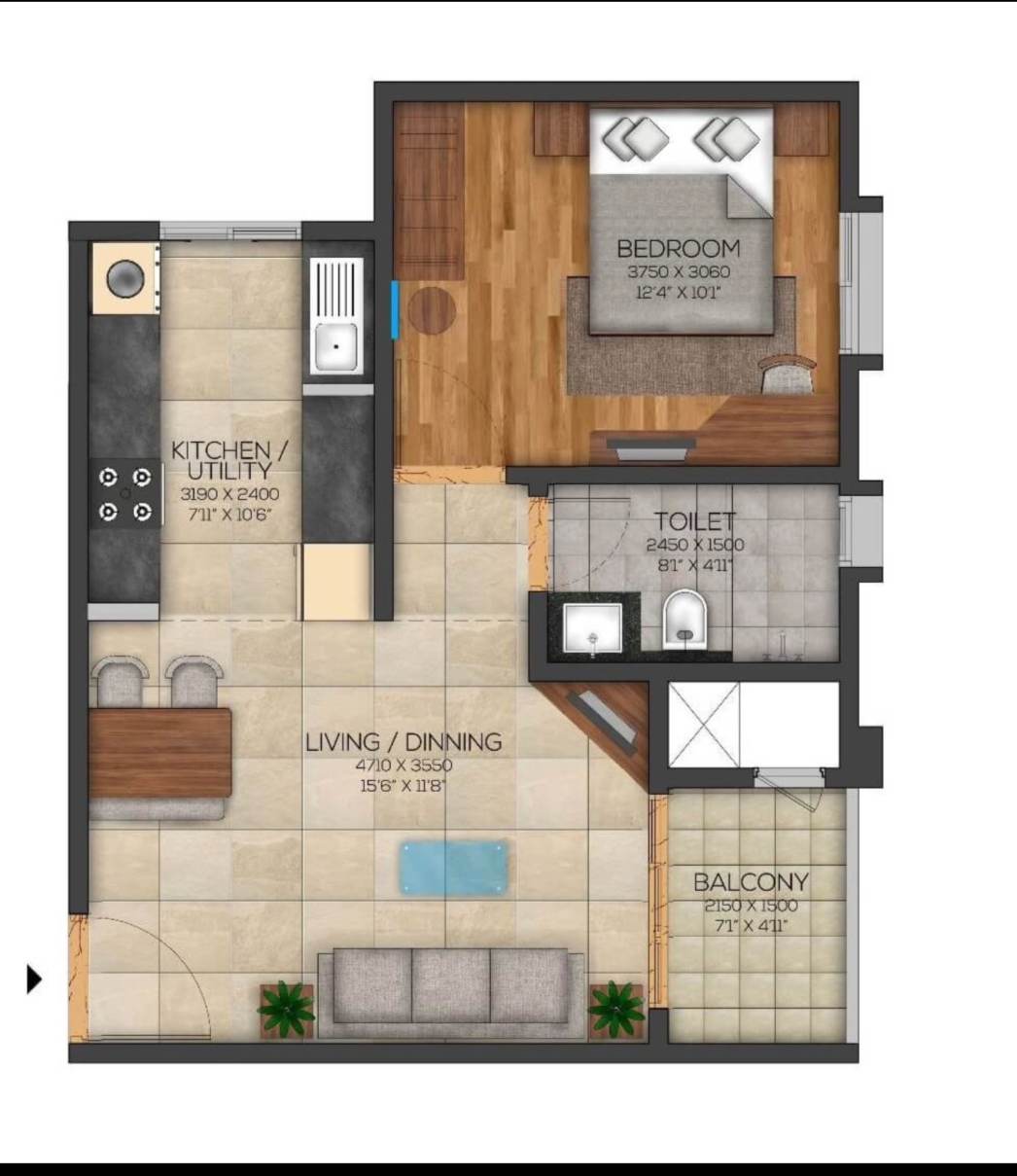 1.5 BHK Apartment For Sale in Brigade Cornerstone Utopia
