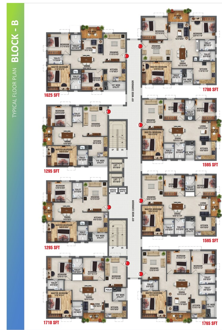 Floor Plan, rks-oxygen-homes 3 Bedroom 1465 Sq.Ft. Apartment In Gajularamaram Hyderabad 8561722