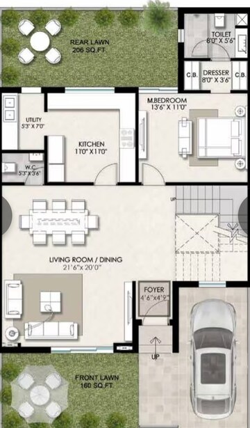 Floor Plan in 2 BHK Villa at Omaxe Metro City, Kalli Paschim – for Sale