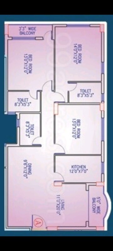 Floor Plan in 3 BHK Apartment at Natural Haldiram Enclave, Vip Road – for Sale