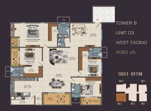 Floor Plan in 4 BHK Apartment at SAS Diamond Towers, Financial District – for Sale
