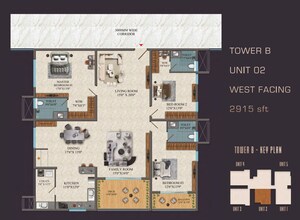 Floor Plan in 3 BHK Apartment at SAS Diamond Towers, Financial District – for Sale