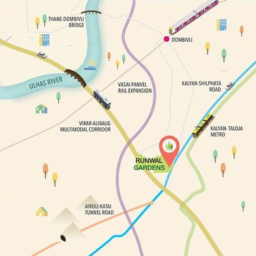 3 BHK Apartment – Map Location View at Runwal Gardens, Dombivli East - for Sale