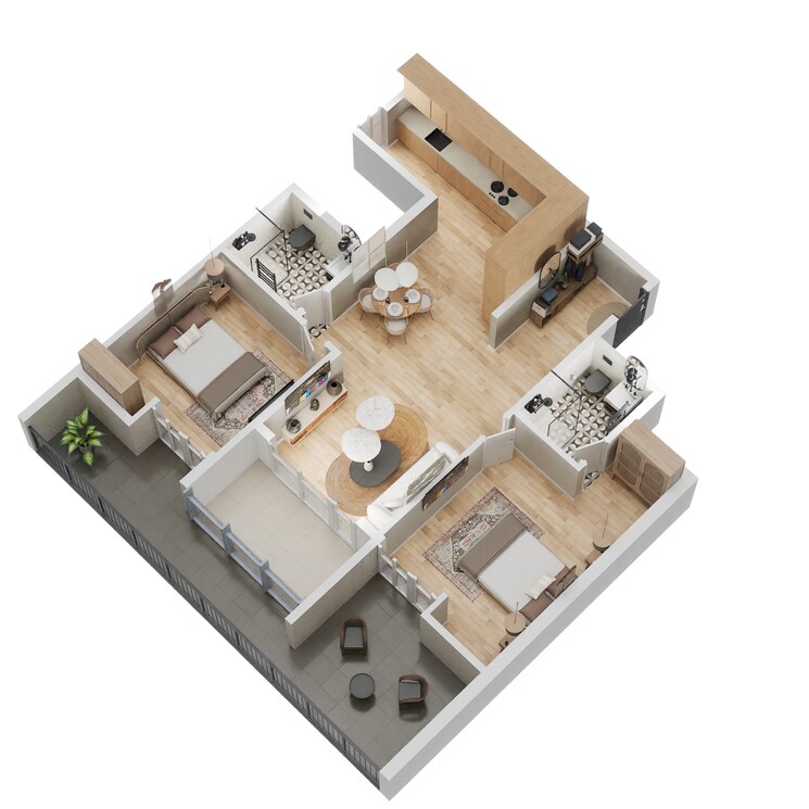 Floor Plan, bricks-and-milestones-wonderwall 2 Bedroom 1146 Sq.Ft. Apartment In Sompura Bangalore 8582160