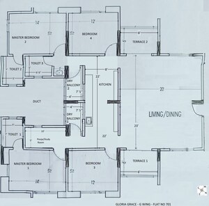 Floor Plan in 4 BHK Apartment at Paranjape Gloria Grace, Bavdhan – for Sale