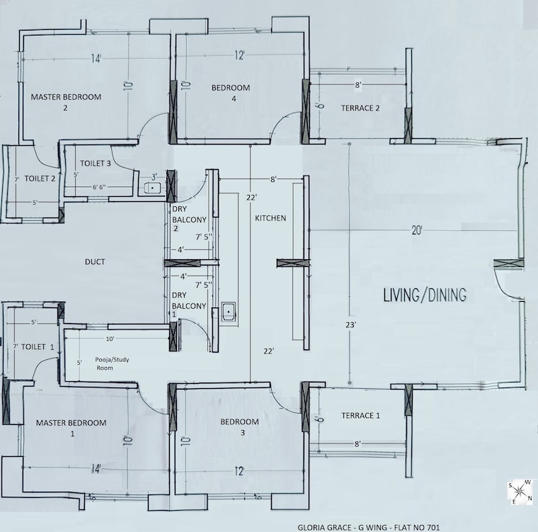Floor Plan, paranjape-gloria-grace 4 Bedroom 1887 Sq.Ft. Apartment In Bavdhan Pune 8583593