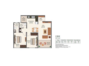 Floor Plan in 2 BHK Apartment at Mantra 29 Gold Coast Phase 3, Tingre Nagar – for Rent