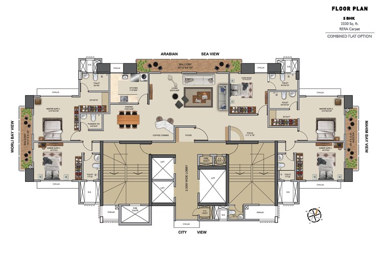 Floor Plan, worli 5 Bedroom 2320 Sq.Ft. Apartment In Worli Mumbai 8584956