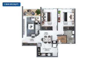 Floor Plan in 2 BHK Apartment at Majestique Evolvus, Kharadi – for Sale