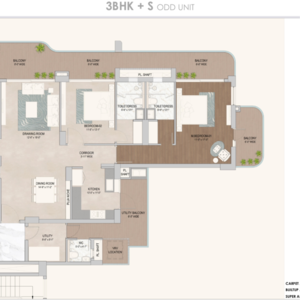 Floor Plan in 3 BHK Apartment at Sector 88 – for Sale