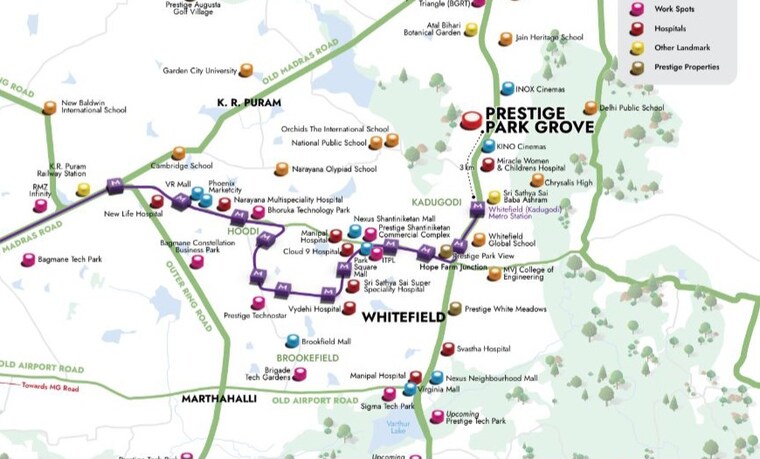 Map Location, prestige-park-grove 3 Bedroom 2204 Sq.Ft. Apartment In Whitefield Bangalore 8586082