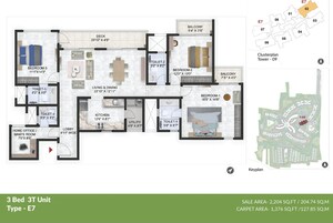 Floor Plan in 3 BHK Apartment at Prestige Park Grove, Whitefield – for Sale