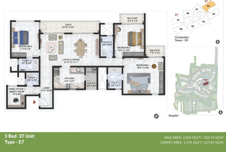 Floor Plan, prestige-park-grove 3 Bedroom 2204 Sq.Ft. Apartment In Whitefield Bangalore 8586082