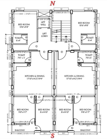 Floor Plan in 3 BHK Apartment at New Town – for Sale