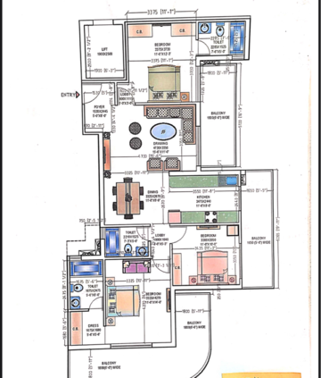Floor Plan in 3 BHK Apartment at Sector 111 – for Sale