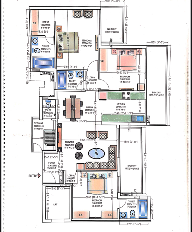 Floor Plan, sector 111 3.5 Bedroom 2102 Sq.Ft. Apartment In Sector 111 Gurgaon 8587652