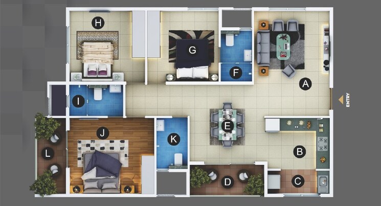 Floor Plan, trendsquares-akino 3 Bedroom 1580 Sq.Ft. Apartment In Panathur Bangalore 8588060