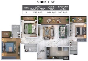 Floor Plan in 2 BHK Apartment at Sattva Lumina, Yelahanka – for Sale