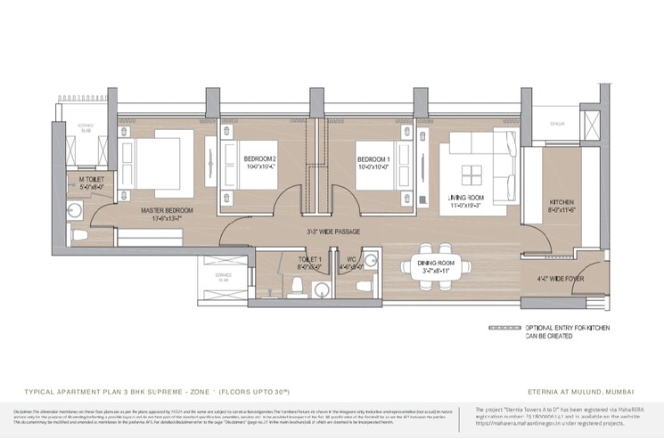 Floor Plan, oberoi-eternia 3 Bedroom 912 Sq.Ft. Apartment In Mulund West Mumbai 8589383