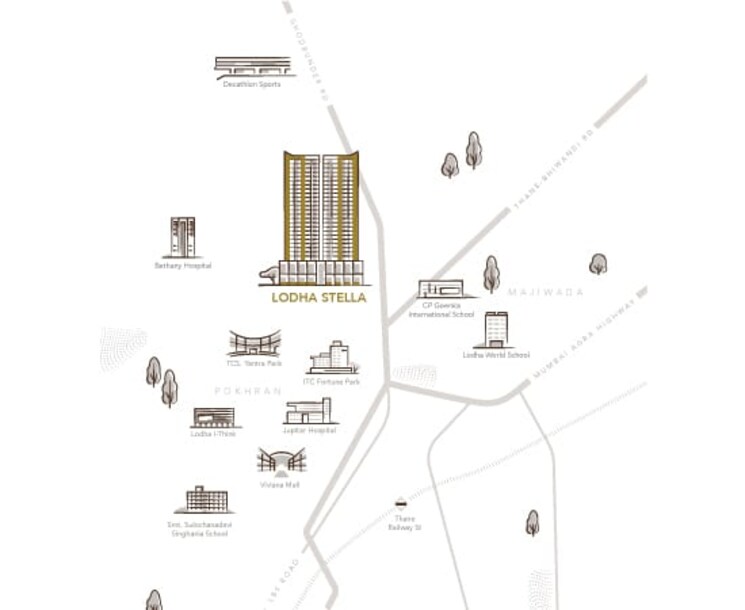 Map Location, lodha-corinthia 3.5 Bedroom 1560 Sq.Ft. Apartment In Bhandup West Mumbai 8590766