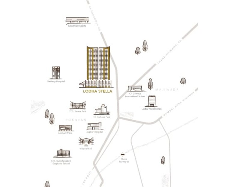 Map Location, lodha-corinthia 3.5 Bedroom 1560 Sq.Ft. Apartment In Bhandup West Mumbai 8590766