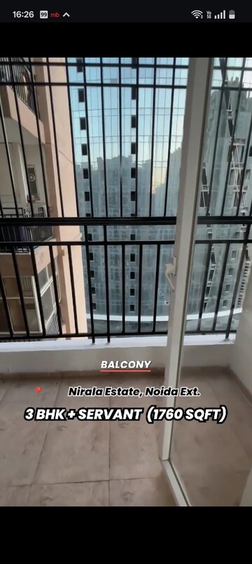 Balcony in 3 BHK Apartment at Nirala Estate, Tech Zone 4 Greater Noida – for Sale