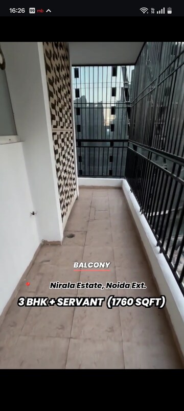 Balcony in 3 BHK Apartment at Nirala Estate, Tech Zone 4 Greater Noida – for Sale