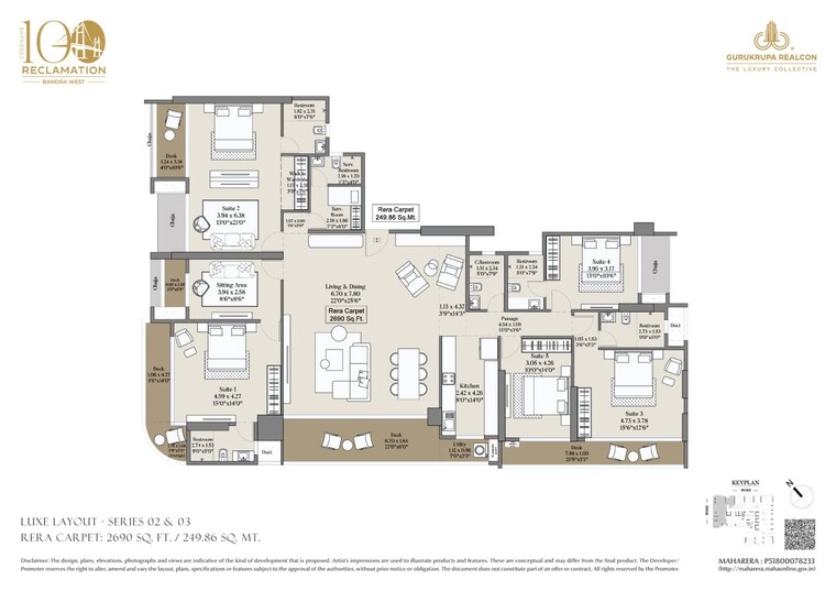 Floor Plan, bandra west 3 Bedroom 1160 Sq.Ft. Apartment In Bandra West Mumbai 8594305