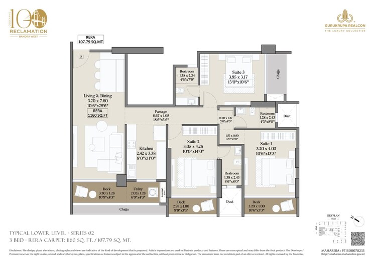 Floor Plan, bandra west 4 Bedroom 1561 Sq.Ft. Apartment In Bandra West Mumbai 8594334