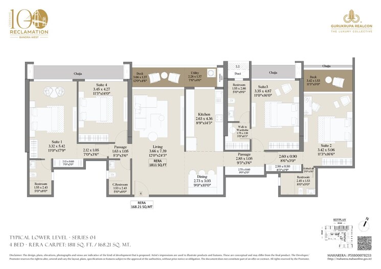 Floor Plan, bandra west 4 Bedroom 1561 Sq.Ft. Apartment In Bandra West Mumbai 8594334