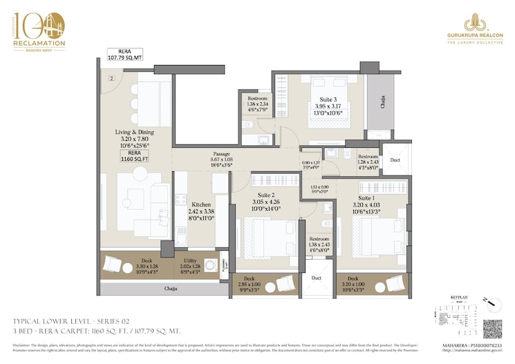Floor Plan, bandra west 4 Bedroom 1811 Sq.Ft. Apartment In Bandra West Mumbai 8594338