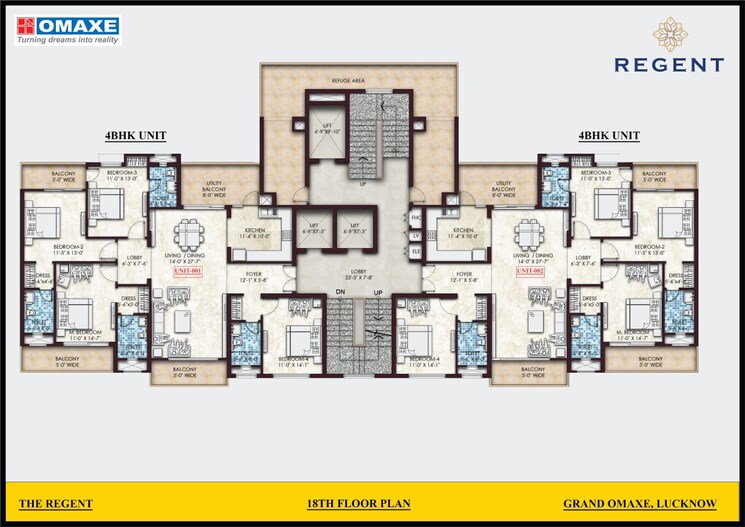Floor Plan, omaxe-grand-omaxe 3.5 Bedroom 2450 Sq.Ft. Apartment In Gomti Nagar Lucknow 8594413