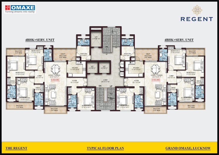 Floor Plan, omaxe-grand-omaxe 3.5 Bedroom 2845 Sq.Ft. Apartment In Gomti Nagar Lucknow 8594421