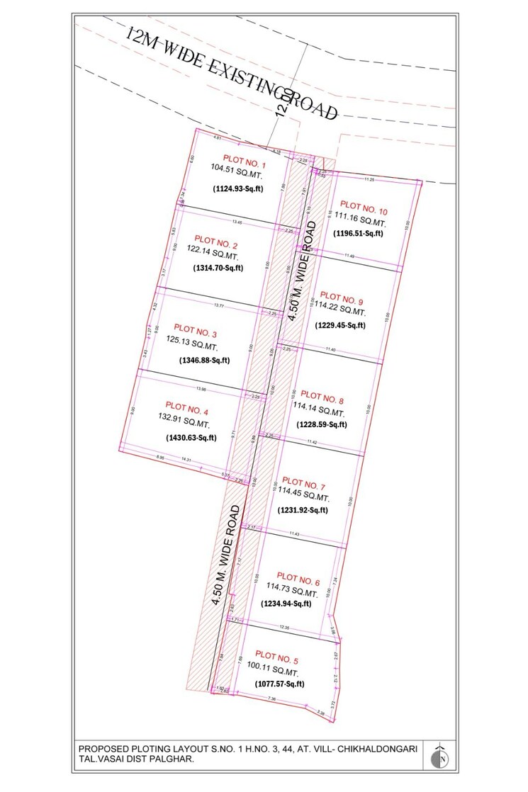 Floor Plan, virar west 3 Bedroom 1300 Sq.Ft. Villa In Virar West Palghar 8594462