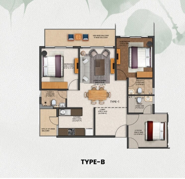Floor Plan, jms-group-silver-living 3 Bedroom 1410 Sq.Yd. Apartment In Sector 95 Gurgaon 8595802